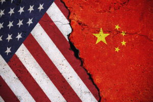 USA and China flags.